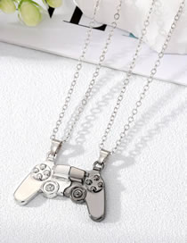 Fashion Bright Silver And Bright Black Game Console Alloy Geometry Game Console Handle Magnetic Necklace Set