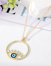 Fashion Teal Eye Necklace 6 Alloy Drop Oil Eye Round Necklace