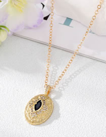 Fashion Blue Diamond Oval ZJLT Copper And Diamond Geometric Oval Necklace
