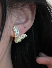Fashion Fish Tail Alloy Diamond Geometric Fishtail Stud Earrings