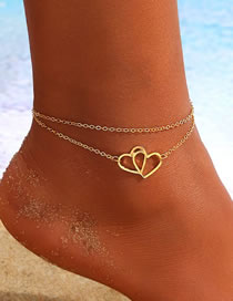 Fashion Gold Alloy Hollow Heart Chain Anklet