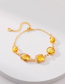 Fashion Gold Copper Gold Plated Irregular Square Glass Bracelet