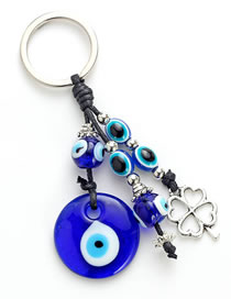 Fashion Silver Alloy Geometric Eye Clover Keychain