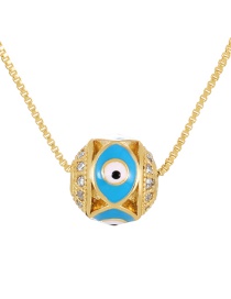 Fashion Blue Bronze Zirconium Oil Drop Eye Ball Necklace
