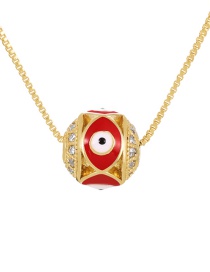Fashion Red Bronze Zirconium Oil Drop Eye Ball Necklace