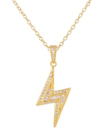 Fashion Gold Bronze Zircon Lightning Pendant Necklace