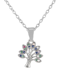 Fashion Silver Bronze Zircon Tree Of Life Pendant Necklace