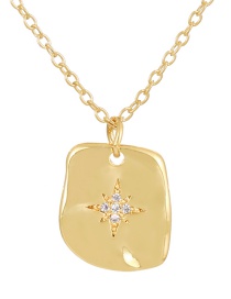 Fashion Gold-3 Bronze Zircon Geometric Star Pendant Necklace