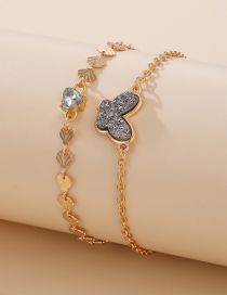 Fashion Gold Alloy Glitter Butterfly Heart Shell Bracelet Set
