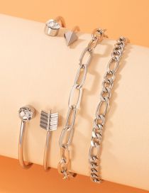 Fashion Silver Alloy Chain Arrow Diamond Multilayer Bracelet