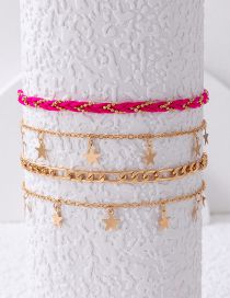 Fashion Gold Cord Braided Star Layered Anklet