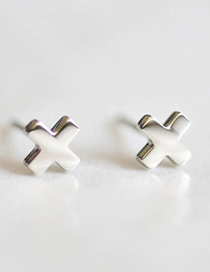 Fashion Cross-steel Color Stainless Steel Cross Stud Earrings