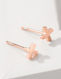 Fashion Cross - Rose Gold Stainless Steel Cross Stud Earrings