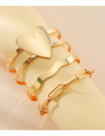 Fashion Gold Metal Heart Chain Bracelet Set
