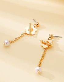 Fashion Gold Alloy Flower Ot Buckle Pearl Earrings