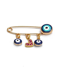 Fashion 9# Solid Copper Diamond Heart Geometric Oil Eye Pin