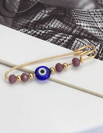 Fashion Purple Alloy Geometric Crystal Bead Glass Eye Pin