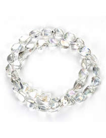 Fashion White Crystal Glass Beads Irregular Loose Beads Beaded Bracelet