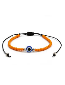 Fashion Orange Resin Rice Beaded Eye Bracelet