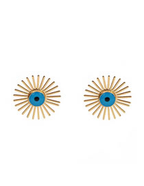 Fashion Blue Alloy Drop Oil Eye Geometric Stud Earrings