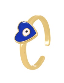 Fashion Navy Blue Copper Drip Oil Love Eye Ring