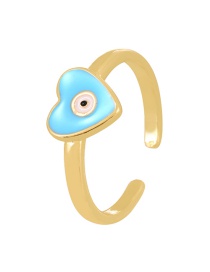 Fashion Light Blue Copper Drip Oil Love Eye Ring