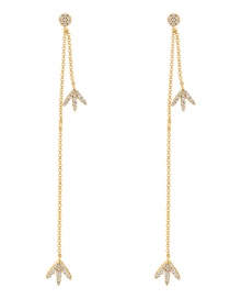 Fashion Gold-2 Bronze Zircon Geometric Drop Earrings