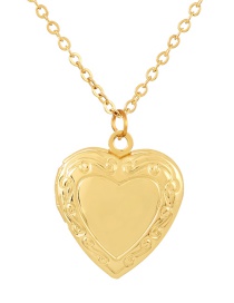 Fashion Gold-2 Brass Heart Flap Open Pendant Necklace