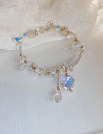 Fashion 15# Transparent Color Love Geometric Crystal Beaded Heart Bracelet