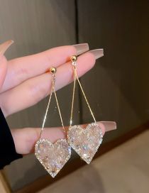 Fashion 1# Pink Geometric Crystal Heart Earrings