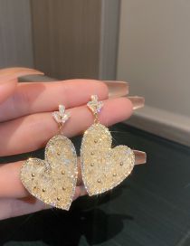 Fashion 13#gold Geometric Crystal Heart Stud Earrings
