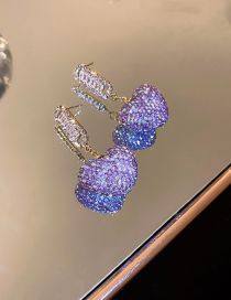 Fashion 38# Purple Geometric Diamond Heart Stud Earrings