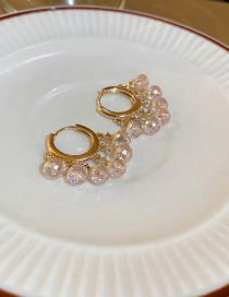 Fashion Pink Brass Set Zirconia Tassel Earrings