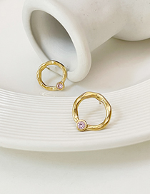 Fashion Pink Titanium Snowflake Hollow Irregular Circle Stud Earrings