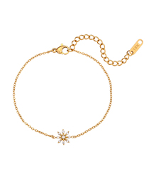 Fashion Small Daisy Pendant Zircon Bracelet - Gold - White Diamonds Stainless Steel Zirconium Daisy Bracelet