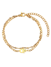 Fashion Gold Stainless Steel Lip Chain Double Layer Palm Bracelet