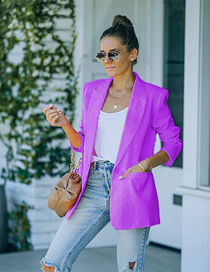 Fashion Purple Polyester Single Button Lapel Blazer
