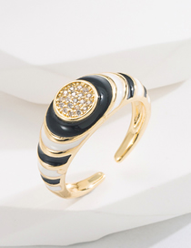 Fashion Black Brass Gold Plated Zirconium Drip Oil Open Ring