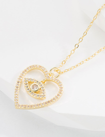 Fashion Heart-shaped Brass Gold Plated Zirconium Eye Heart Necklace