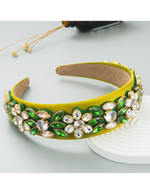 Fashion Green Fabric Diamond Wide-brimmed Headband