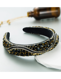 Fashion Black Fabric Diamond Wide-brimmed Headband