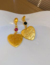 Fashion Gold Copper Diamond Letter Heart Stud Earrings