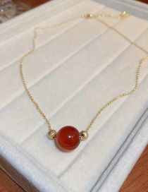 Fashion Red Metal Geometric Ball Necklace