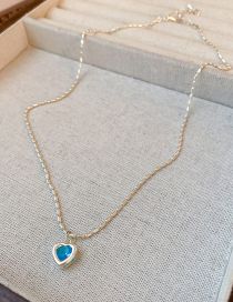 Fashion Necklace - Blue Alloy Diamond Heart Necklace