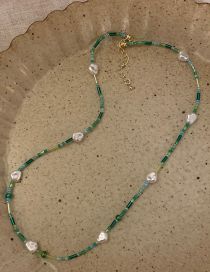 Fashion 5# Green-necklace Alloy Geometric Beaded Necklace
