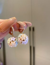 Fashion 8# Ear Buckle-color Ball (real Gold Plating) Metal Diamond Flower Ball Earrings