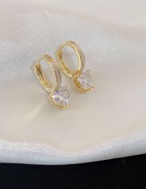 Fashion 18# Ear Buckle-gold Love (real Gold Plating) Metal Diamond Heart Earrings