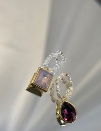 Fashion Necklace Accessories - Pink Purple Geometric Diamond Square Drop Necklace Accessory