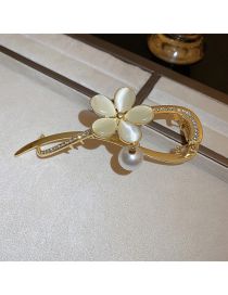 Fashion 8 Clip - Golden Flowers Alloy Cat Eye Flower Twist Hair Clip