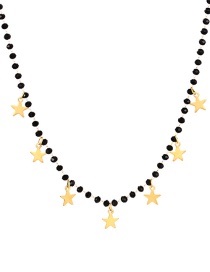 Fashion Black Crystal Beaded Pentagram Necklace